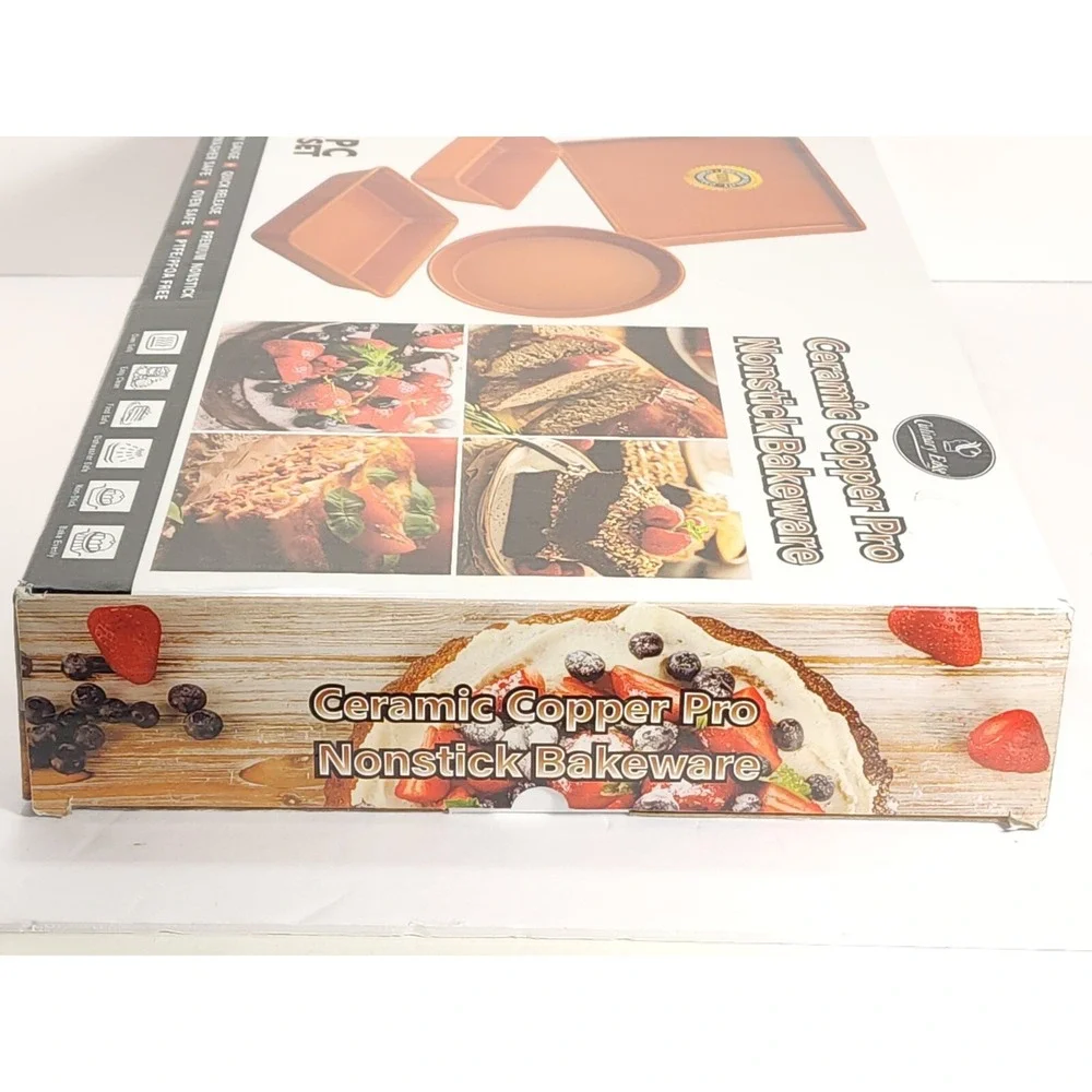 Culinary Edge Copper Ceramic Nonstick‎ Bakeware Set, Assorted Items, 4 Piece